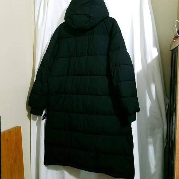 London Fog - Long Puffer Jacket Faux Fur Collar Removable Hood Size XXL Black - Picture 3 of 15